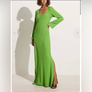Faithfull the Brand Vibrant Green Long Sleeve Dress